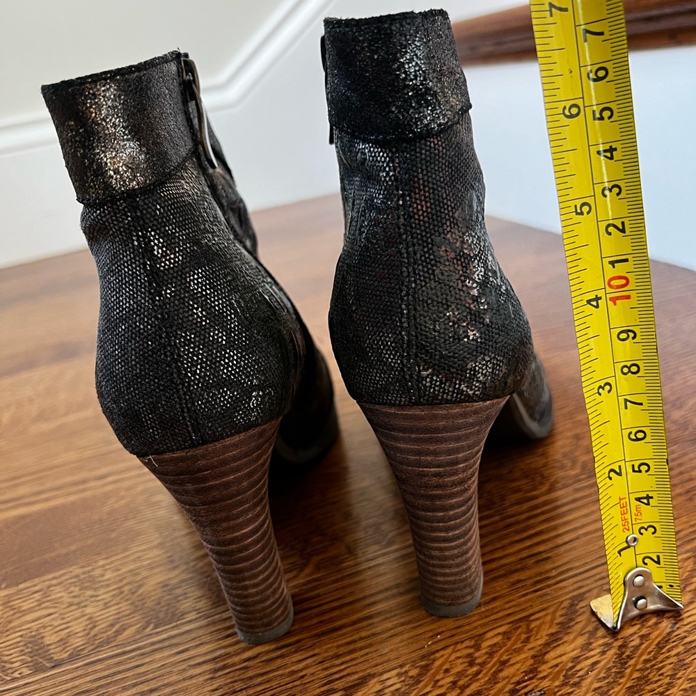 SPRING STEP L’Artiste Eleni Metallic Boot Ankle Booties Leather Western 37 - Picture 12 of 13